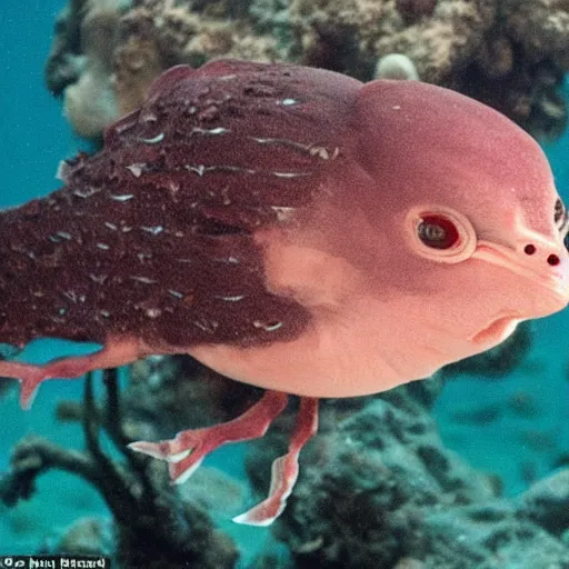 Image similar to photo of newly discovered mysterious deep sea chicken in the marianas trench
