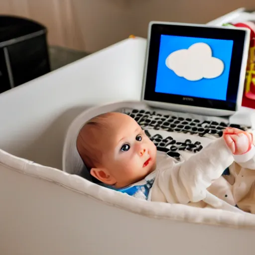 Prompt: a baby computer