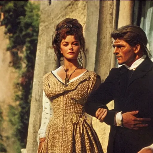 Image similar to a scene from the leopard by luchino visconti with burt lancaster and claudia cardinale set in sicily in the 1 9 th century. technicolor, masterpiece cinematic