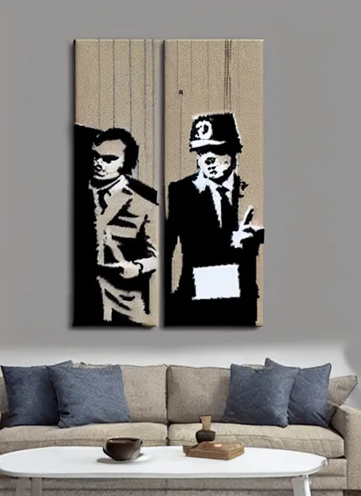 Image similar to banksy trump fbi raid art on canvas