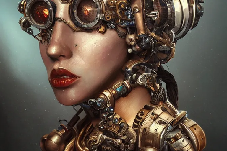Image similar to “ a extremely detailed stunning portraits of steampunk cyborg by allen william on artstation ”