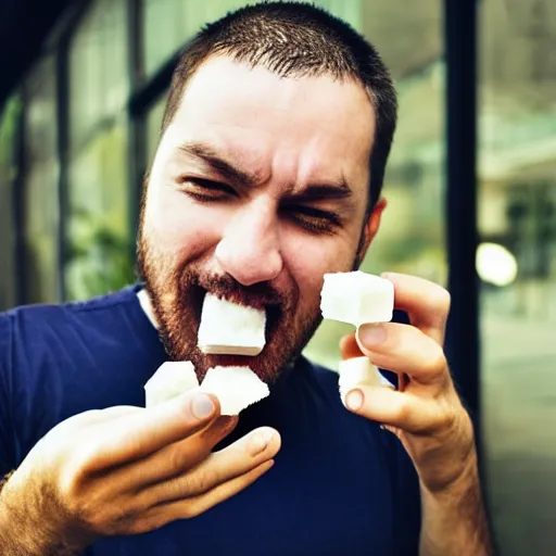 Image similar to man eating ice cubes