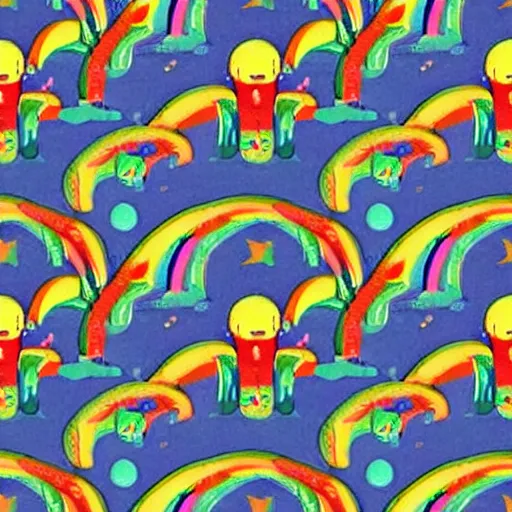 Prompt: ((((seamless pattern)))) of rainbow cats!!!!