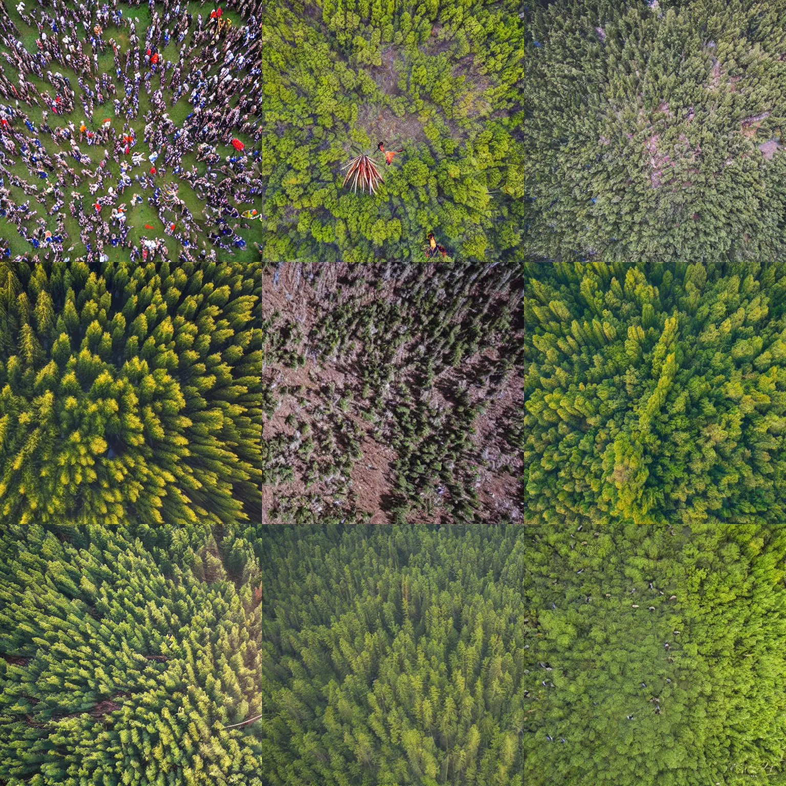 Prompt: finding waldo, highly detailed nature documentary aerial photo