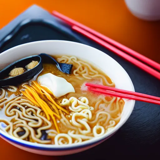 Image similar to dairy queen style ramen. photography. food photoshoot. advertisment photography. 4 k. realistic.