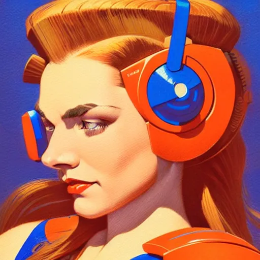 Image similar to head and shoulders portrait of a female Megaman, illustration, medium shot, intricate, elegant, highly detailed, digital art, ffffound, art by gil elvgren and sachin teng