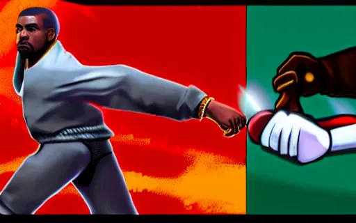 Image similar to kanye west as a playable fighter in smash bros, gameplay screenshot