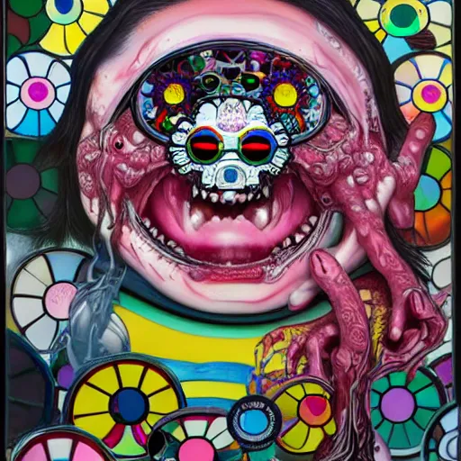 Prompt: pink scream by takashi murakami and h.r. giger, full body, oil on canvas, intricately detailed artwork, full 8k high quality resolution, recently just found unknown masterpiece