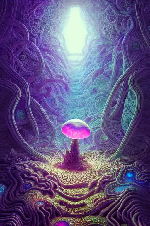 Prompt: looking into the world on the other side of time, dmt, psilocybin, lsd, face, detailed, intricate, elegant, highly detailed, digital painting, artstation, concept art, smooth, sharp focus, illustration, art by hana yata, and artem demura and beeple, octane render, unreal engine, 8 k