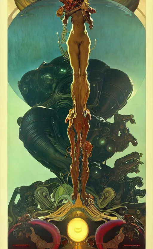 Image similar to exquisite imaginative alien creature poster art, movie art, looming, by lucusfilm, weta studio, alphonso mucha, james jean, frank frazetta, 8 k, denoised, sharp, crisp, high quality