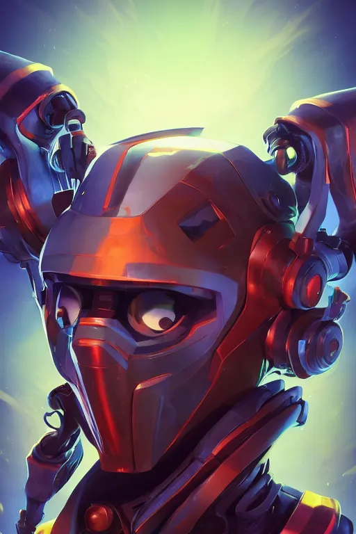 Image similar to epic mask helmet robot ninja portrait stylized as fornite style game design fanart by concept artist gervasio canda, behance hd by jesper ejsing, by rhads, makoto shinkai and lois van baarle, ilya kuvshinov, rossdraws global illumination radiating a glowing aura global illumination ray tracing hdr render in unreal engine 5