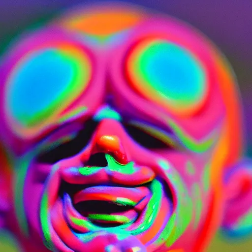 Image similar to close up shot of a bobble head psychedelic terence mckenna, depth of field, fstop 1. 3, bokeh