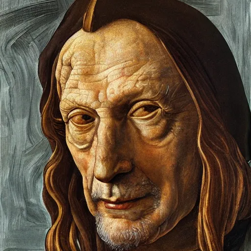 Prompt: high quality high detail painting by lucian freud, hd, portrait of leonardo davinci