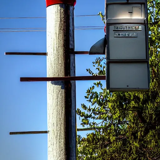 Image similar to color photograph of utility pole, telephone pole utility box