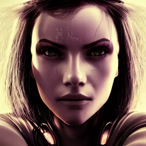 Image similar to realistic detailed portrait of Cyberpunk woman, portrait, Cyberpunk, Sci-Fi, science fantasy, glowing skin, full body, beautiful girl, extremely detailed, sharp focus, model