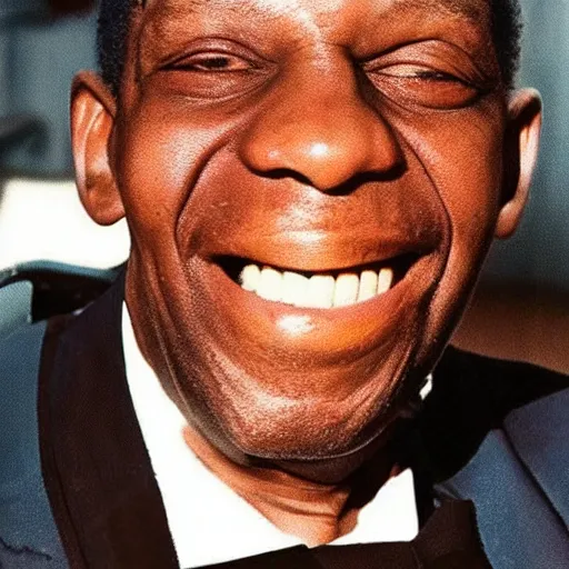 Image similar to realistic photo of old john coltrane at age 7 6, smiling, vintage colorized photo
