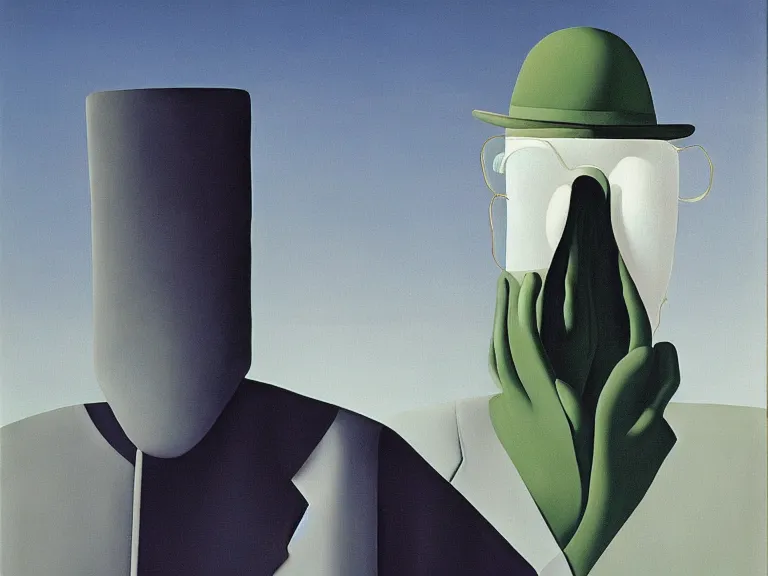 Image similar to invisible man, painting by rene magritte, high detail, high resolution