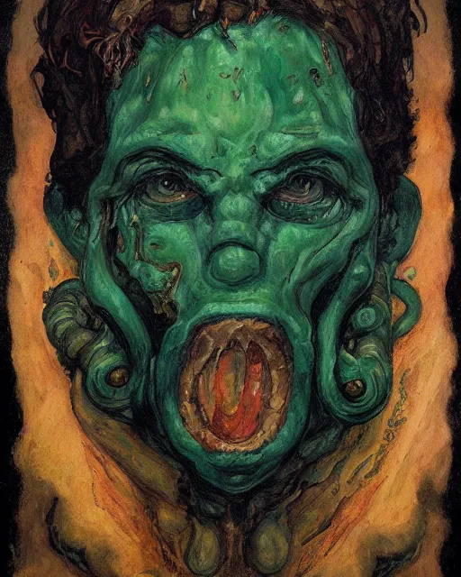 Image similar to portrait of cthulhu by greg rutkowski in the style of egon schiele