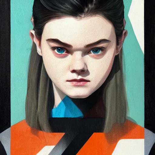 Prompt: Elle Fanning as Solid Snake picture by Sachin Teng, asymmetrical, dark vibes, Realistic Painting , Organic painting, Matte Painting, geometric shapes, hard edges, graffiti, street art:2 by Sachin Teng:4