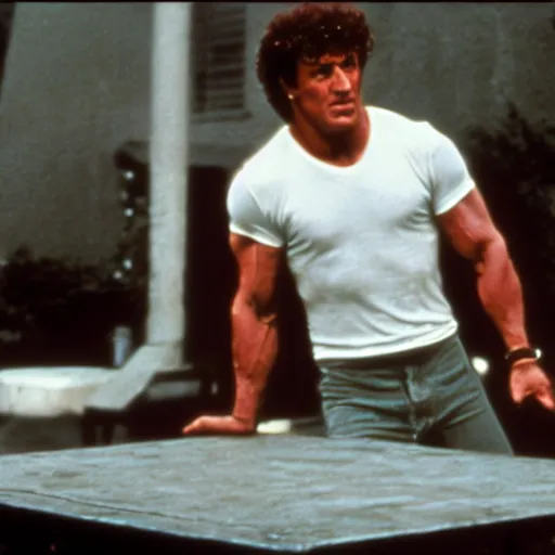 Prompt: a movie still of sylvester stallone in dirty dancing,