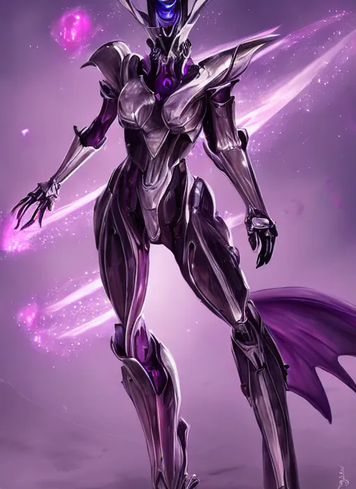 Image similar to cinematic, hyperdetailed elegant beautiful stunning giantess anthropomorphic mecha hot female dragon goddess, sharp spines, sharp metal ears, smooth purple eyes, smooth fuschia skin, silver armor, bigger than galaxy, epic proportions, epic scale, macro giantess, warframe, destiny, furry, dragon art, goddess art, giantess art, furaffinity, octane