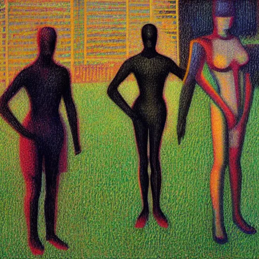 Prompt: cyborgs by georges seurat