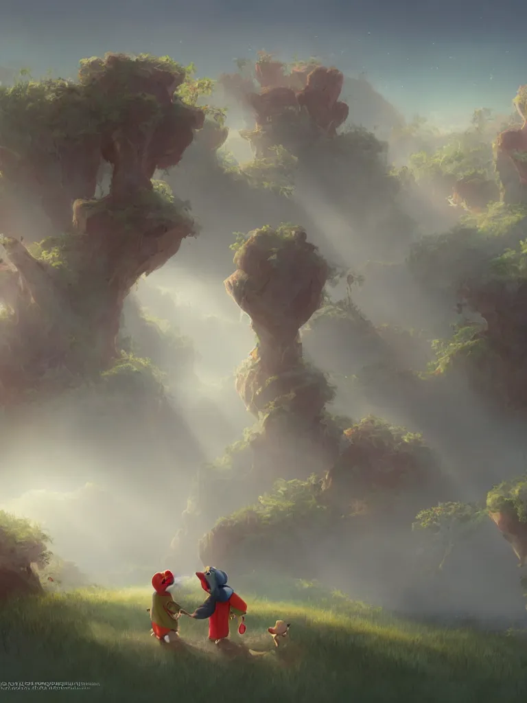 Prompt: friendship, by disney concept artists, blunt borders, rule of thirds, beautiful light