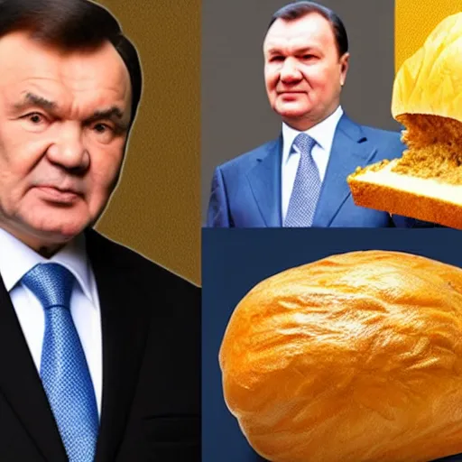 Prompt: Yanukovych and the golden loaf of bread
