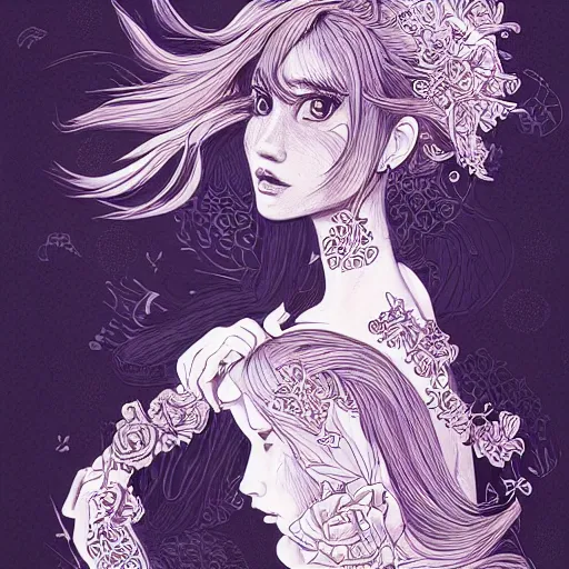 Image similar to the most incredibly beautiful and elegant and cute woman, an ultrafine detailed illustration by james jean, final fantasy, intricate linework, bright colors, behance contest winner, vanitas, angular, altermodern, unreal engine 5 highly rendered, global illumination, radiant light, detailed and intricate environment