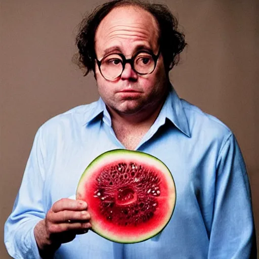 Prompt: “Frank Reynolds (from It's Always Sunny In Philadelphia) as the US President eating a watermelon, informal journalistic style photo by Steve McCurry”