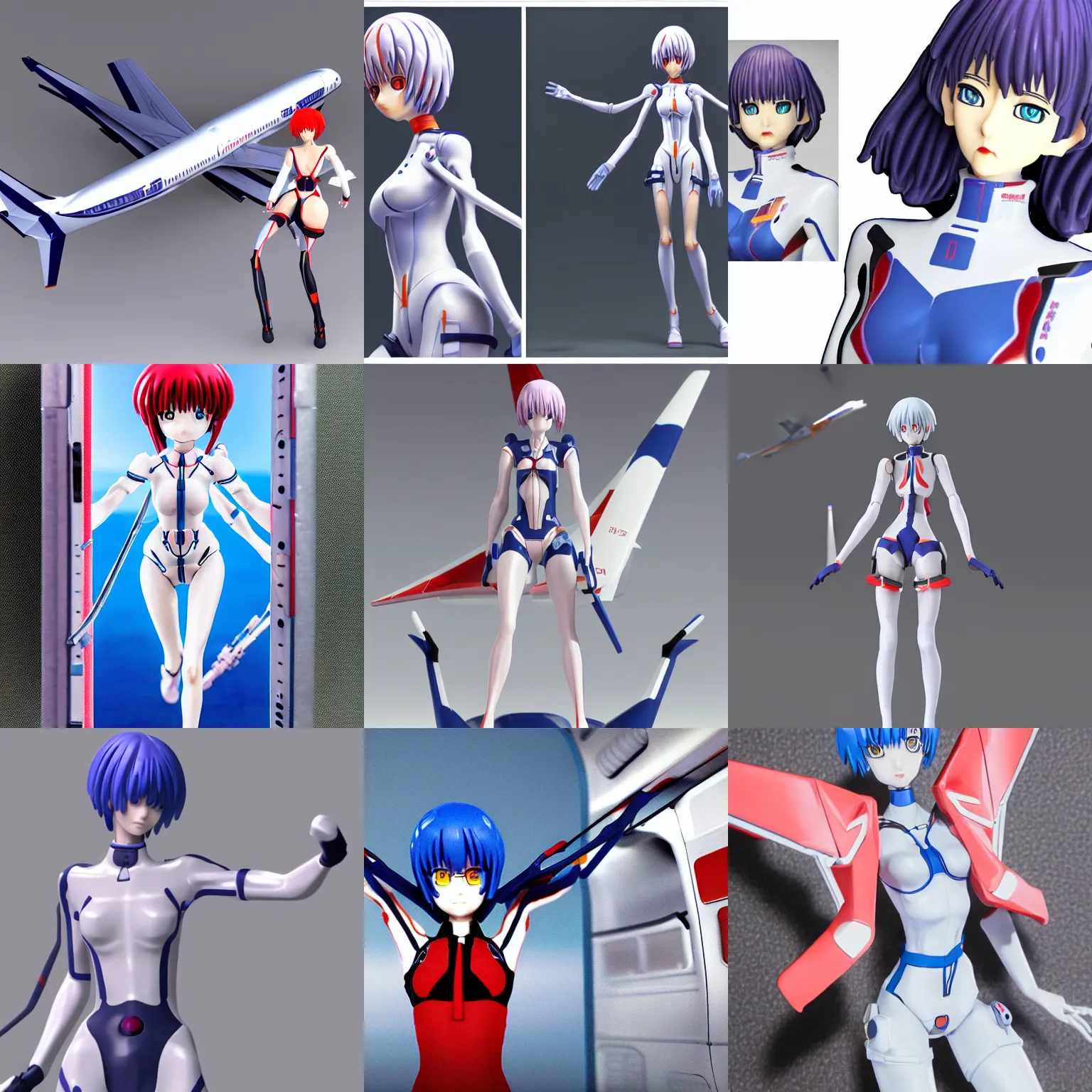 Prompt: 3 d rei ayanami evangelion, high detail airplane cabin, symmetrical, pilot