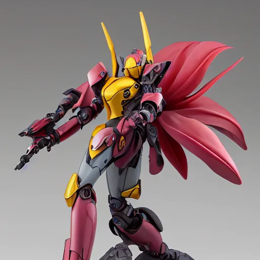 Prompt: futuristic nymphaea mecha sazabi waterlily upper body, sepals forming helmet, floral details, nymphaea, 8 k hd resolution, barbatos gundam with floral inlay, bandai box art, star wars, makoto kobayashi, frank gehry, raymond swanland