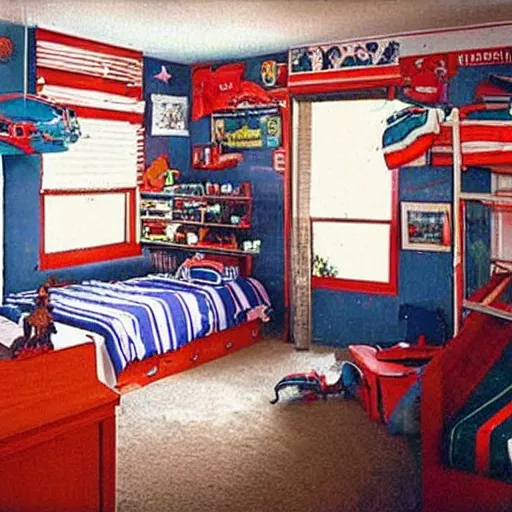 Prompt: a photo of the typical geelong, 1 0 year old boy's bedroom in the year 1 9 9 4