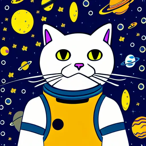 Image similar to A serious-looking cat wearing a space-suit, the background is inspired by two colliding galaxies, e-sports logo vector