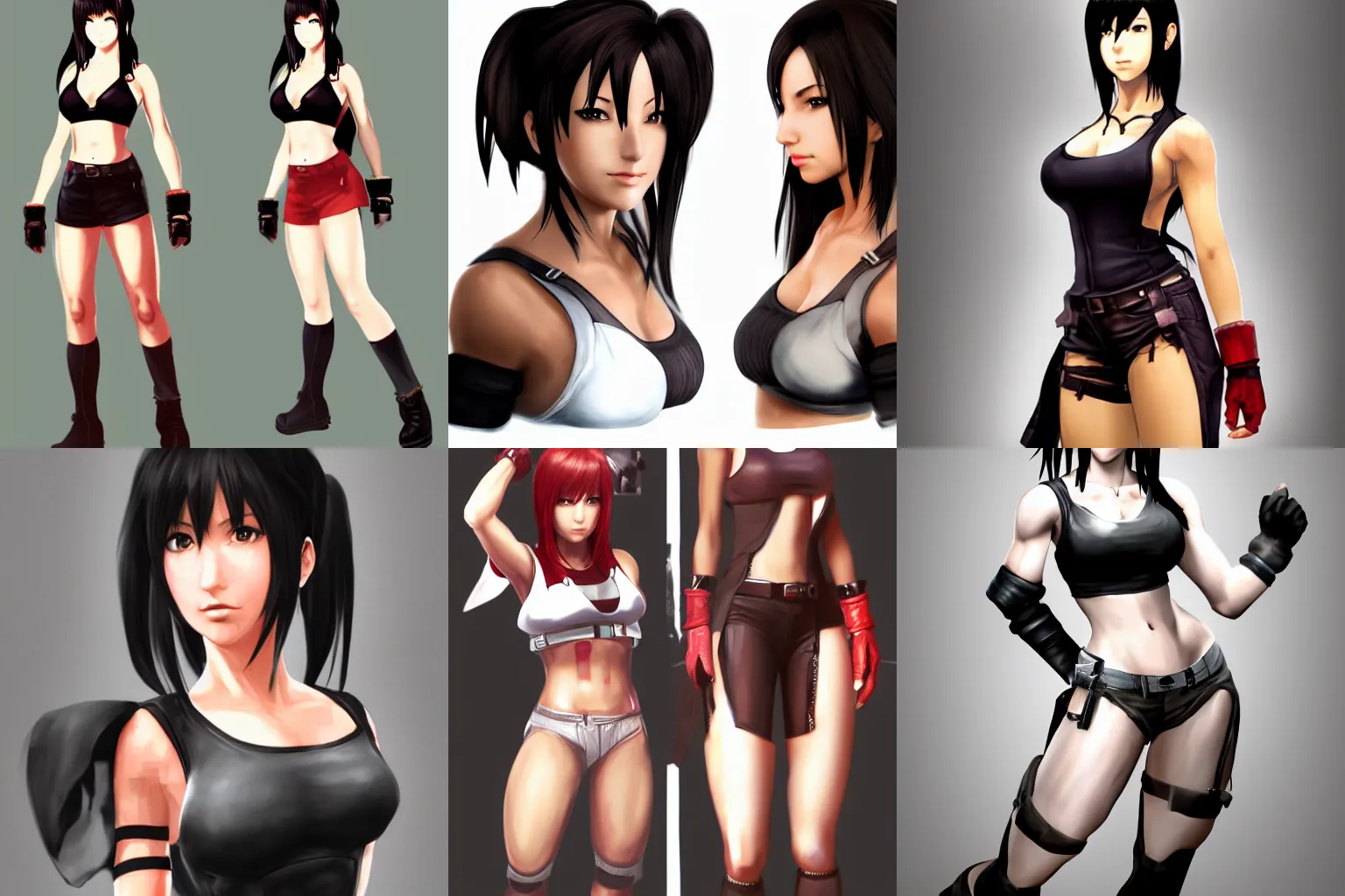 Image similar to face and body shot of tifa lockhart, concept art trending on artstation