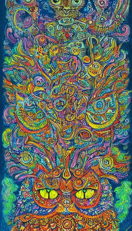 Image similar to psytrance artwork, by louis wain