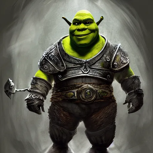 Prompt: Beautiful ultra detailed concept art painting of Shrek as a boss from Elden Ring Dark Souls game, unreal engine raytracing by Ross Tran