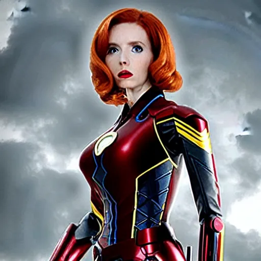 Image similar to A still photograph of Amouranth as Black Widow in Iron Man 2 (2010),