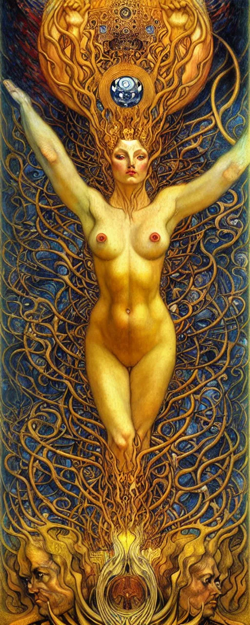 Image similar to Divine Chaos Engine by Karol Bak, Jean Delville, William Blake, Gustav Klimt, and Vincent Van Gogh, symbolist, visionary