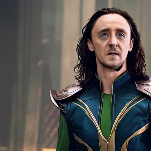 Prompt: film still of Tom Felton as Loki in Avengers Infinity War