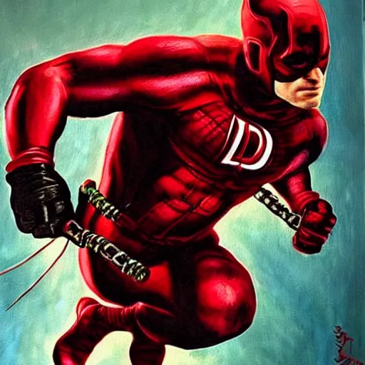 Image similar to daredevil marvel, detailed painting