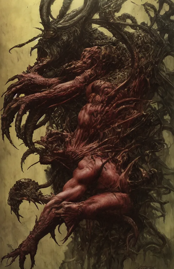 Prompt: the predator in the style of wayne barlowe, gustav moreau, goward, bussiere, roberto ferri, santiago caruso, luis ricardo falero, frazetta