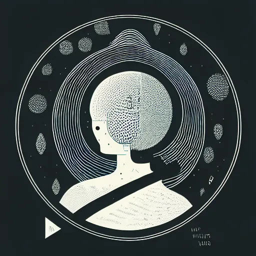 Image similar to a wandering mind, logo, simple white background victo ngai, kilian eng, minimalist, black and white