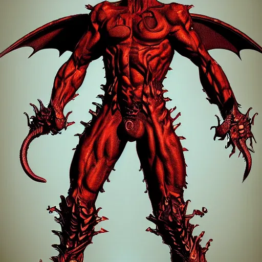 Prompt: am a jean giraud, artgerm, devil in armor made of iron and dragon bones, with hellish devil wings, height detailed body elements