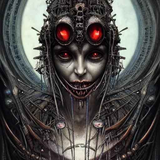 Prompt: a portrait of a beautiful biomechanical queen of the damned, sci-fi concept art by giger and beksinski and szukalski and wlop and pete mohrbacher, digital art, highly detailed, intricate, horror, sharp focus, Trending on Artstation HQ, deviantart, unreal engine 5, 4K UHD image