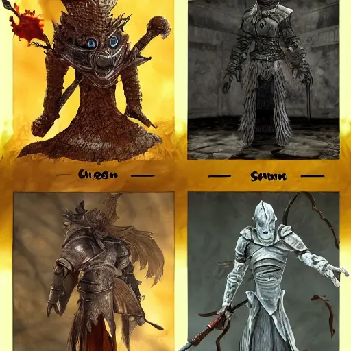 Prompt: Dark Souls character art in the style of Dr. Seuss