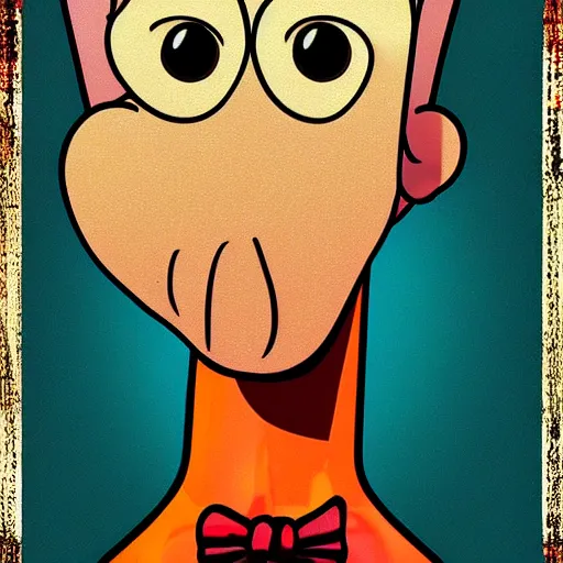 Prompt: handsome squidward portrait, realistic, pop art, vivid colors