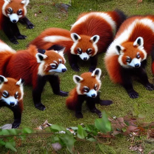 Image similar to army of red pandas! ready for battle