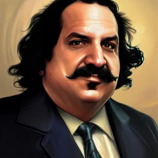 Image similar to handsome Ron Jeremy as President of United States of America as GTA character , western, fantasy, closeup, D&D, intricate, elegant, highly detailed, digital painting, artstation, concept art, matte, sharp focus, illustration, art by Artgerm and Greg Rutkowski and Alphonse Mucha