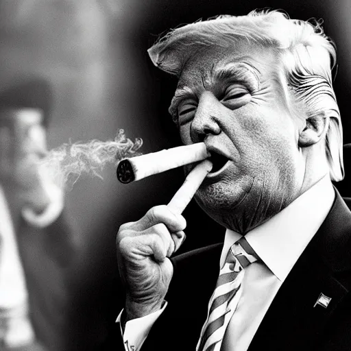 Image similar to a photo of donald trump smoking a cigarrette